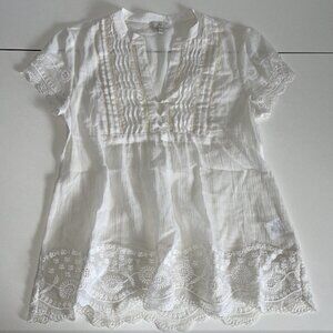 JOSIE Short Sleeve Embroidered Tunic Top Blouse - Size XS